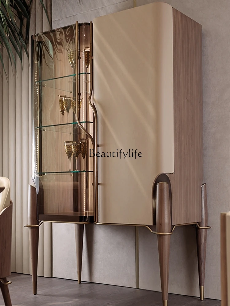 Italian-Style Light Luxury Glass Door Wine Cabinet Decoration Living Room Wall High-End Home Display Cabinet