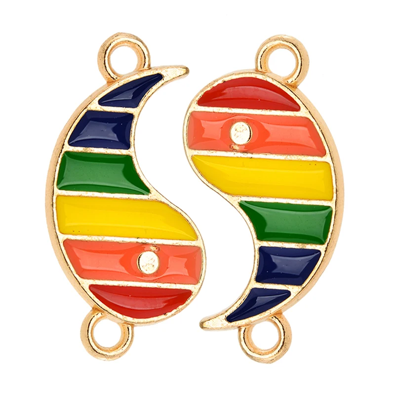 10 Stück Mode Regenbogen Klatsch Emaille Legierung Schmuck Charm Anhänger für Paar Armband Fußkettchen Schlüssel anhänger Schmuck Herstellung Zubehör – Detail 8