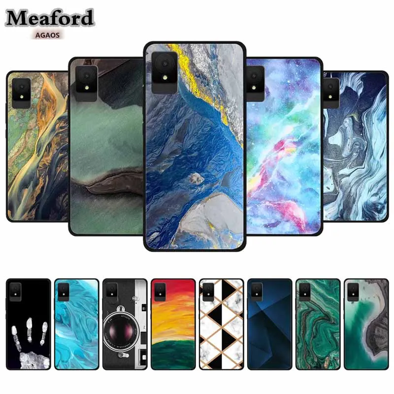 Colorful Marble Soft Silicone TPU Phone Case with Black Edge Bumper