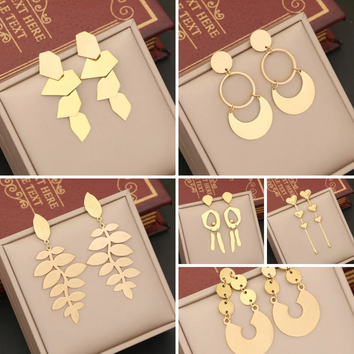 

316L Stainless Steel Gold Irregular Drop Earrings For Women Punk Fashion Geometric Metal Leaf Jewelry Party Gifts