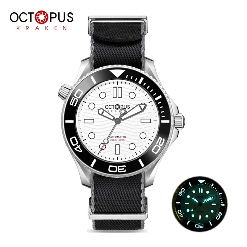 Octopus NTTD 007 Dive Watches Mens Retro Black 300M Waterproof