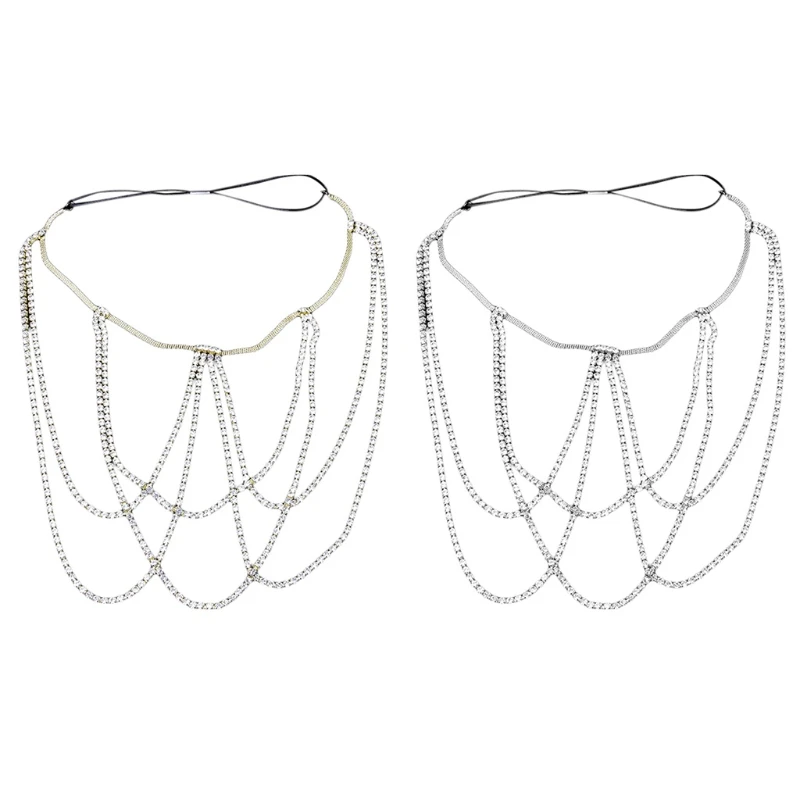

Women Sexy Glitter for Rhinestone Crystal Multi Layers Leg Chain Metal Elastic Thigh Belt Garter Body Jewelry for Club Party