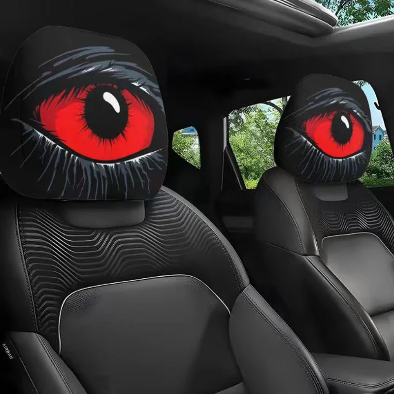 Red-Eyed Car Headrest Cover - High Elasticity, Dust-Proof & Stain-Resistant