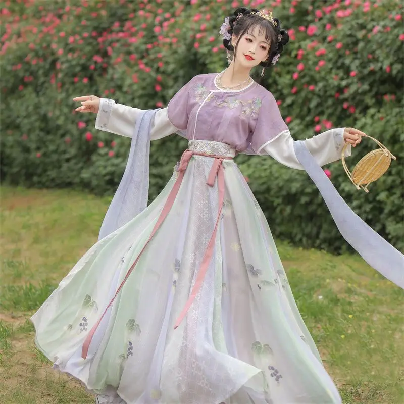

Yourqipao Chinese Hanfu Dress Women Ancient Traditional Hanfu Fairy Cosplay Costume Purple Blue Green Hanfu Performance Dress