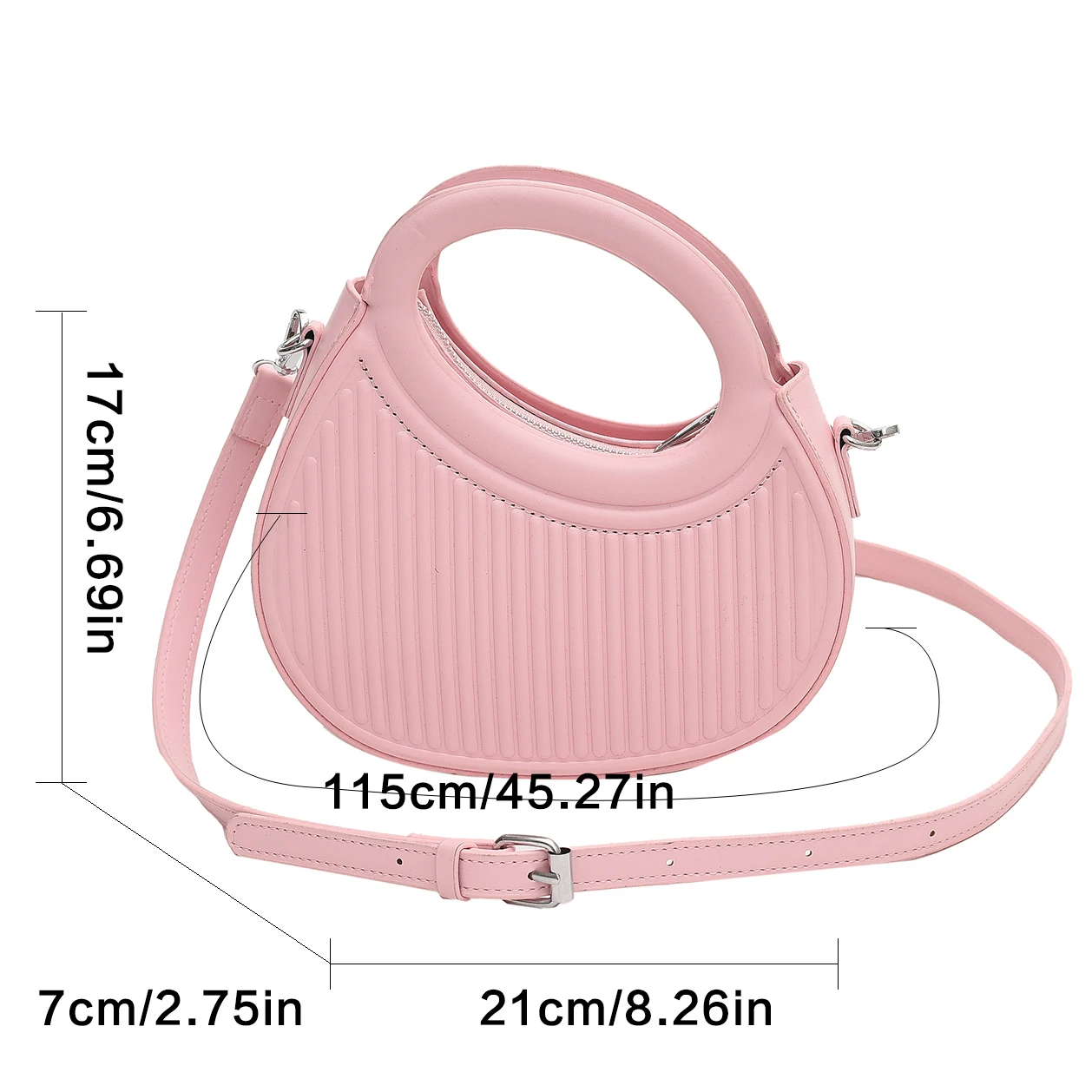 Half Moon Small Shoulder Bag For Women 2023 Spring New Green Purple Handbags Pleated Design Pu Leather Crossbody Round Hand Bag