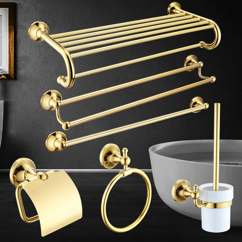 

Antique Brass Gold Golden New Toilet Bathroom Accessories Set
