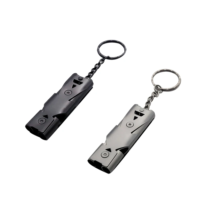 Survival Whistle Double Pipe Burst Sound Outdoor Help Stainless Steel