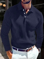Nouvelle Collection Printemps – Polo Homme Luxe Léger, Style Décontracté et Affaires, Rayé, Tendance Rétro, Manches Longues, Idéal pour l'Extérieur 6