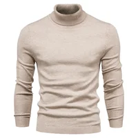 Casual High Neck Men's Pure Color Sweater Autumn Winter New Style Knitted Top Quality Material Comfortable Fit Male Fashion