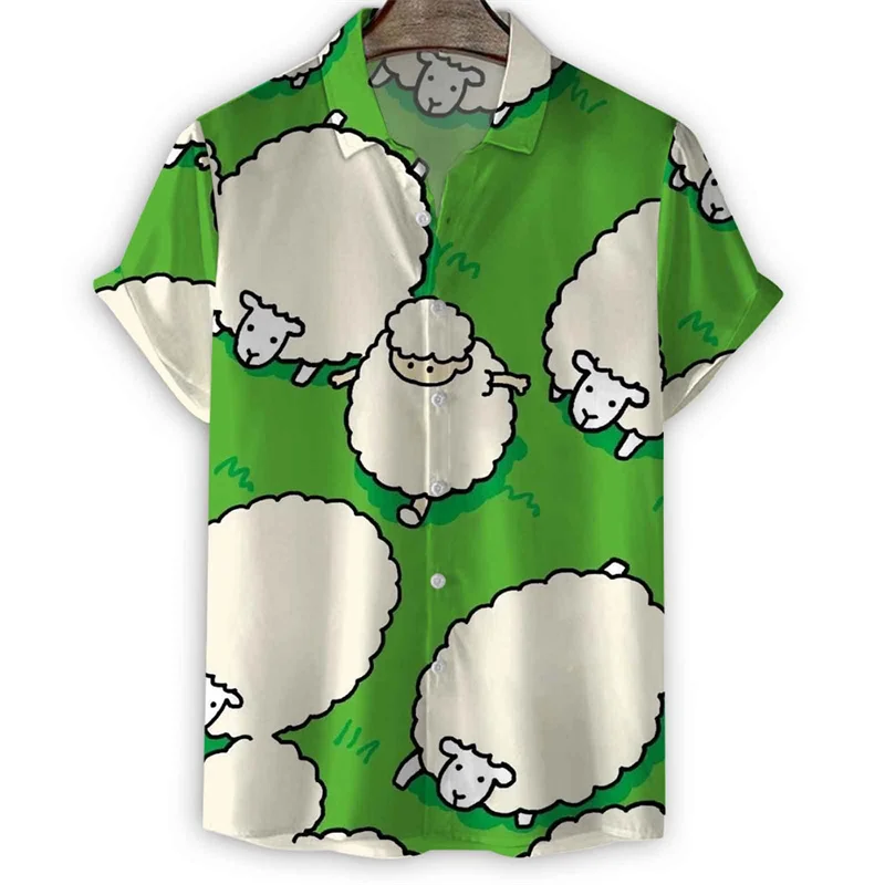 Camisa retro de campo para hombre, camisas hawaianas de manga corta con solapa y estampado 3D de verano, blusa holgada con botones de estilo callejero de Harajuku, ropa Y2k