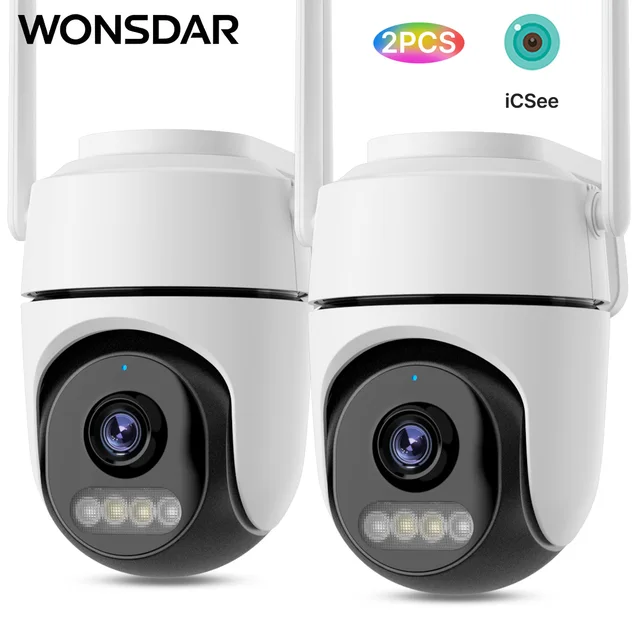 WONSDAR 2 pièces caméra PTZ caméra IP extérieure Surveillance vidéo WiFi caméra Protection de sécurité à domicile détection de mouvement alarme iCsee 1
