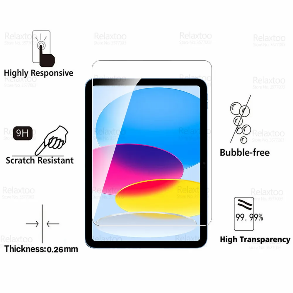 Tempered Glass For Apple iPad 10 10.9 10th Generation iPad10 2022 2023 A2757 A2777 Full Coverage Screen Protector Tablet Film 2