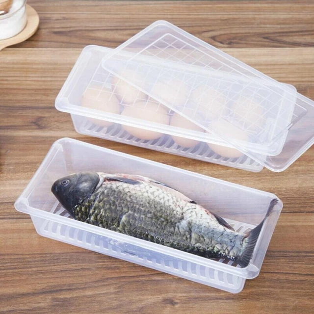 Food Storage Container, Plastic Food Containers with Removable Drain Plate and Lid, Stackable Portable Freezer Storage Containers - Tray to Keep