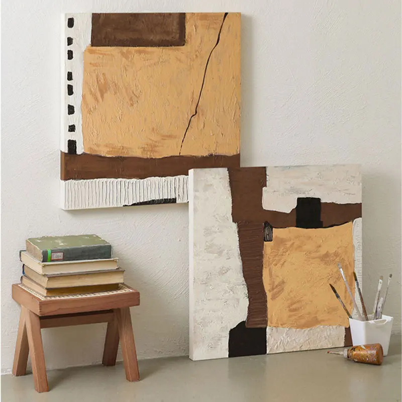 

Minimalist Handmade Painting On Canvas Beige Wabi Sabi Texture Wall Art Large Oil Painting Modern Living Room Home Wall Decor