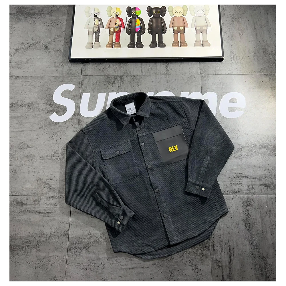 

2023 Summer High-end 1:1 Workwear Style Series Patch Embroidered Corduroy Shirt for Couples Men’s