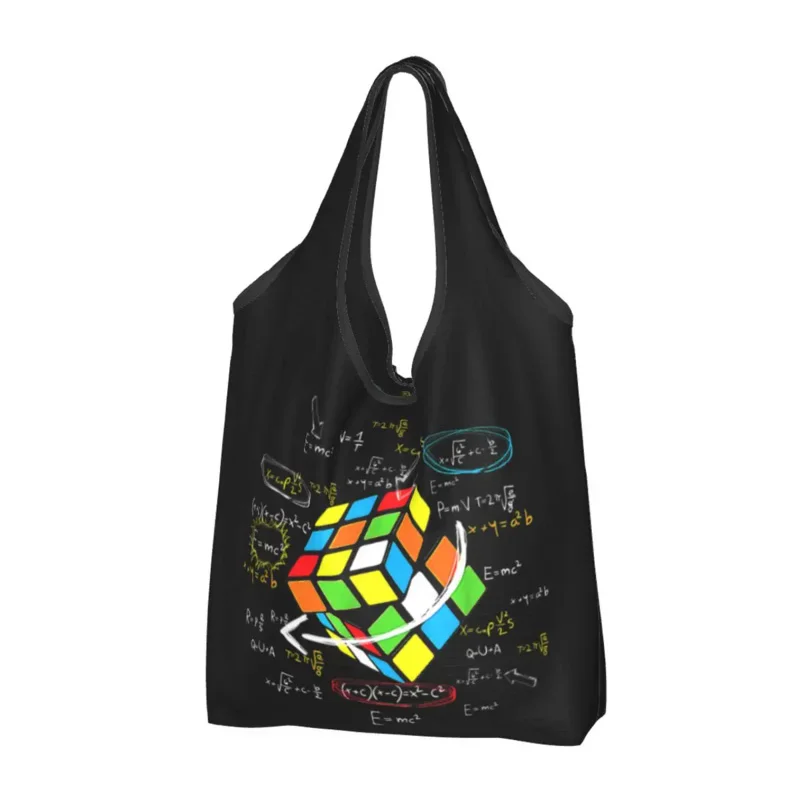 

Math Rubik Rubix Cube Caps Groceries Tote Shopping Bag Women Funny Shoulder Shopper Bags Big Capacity Handbags