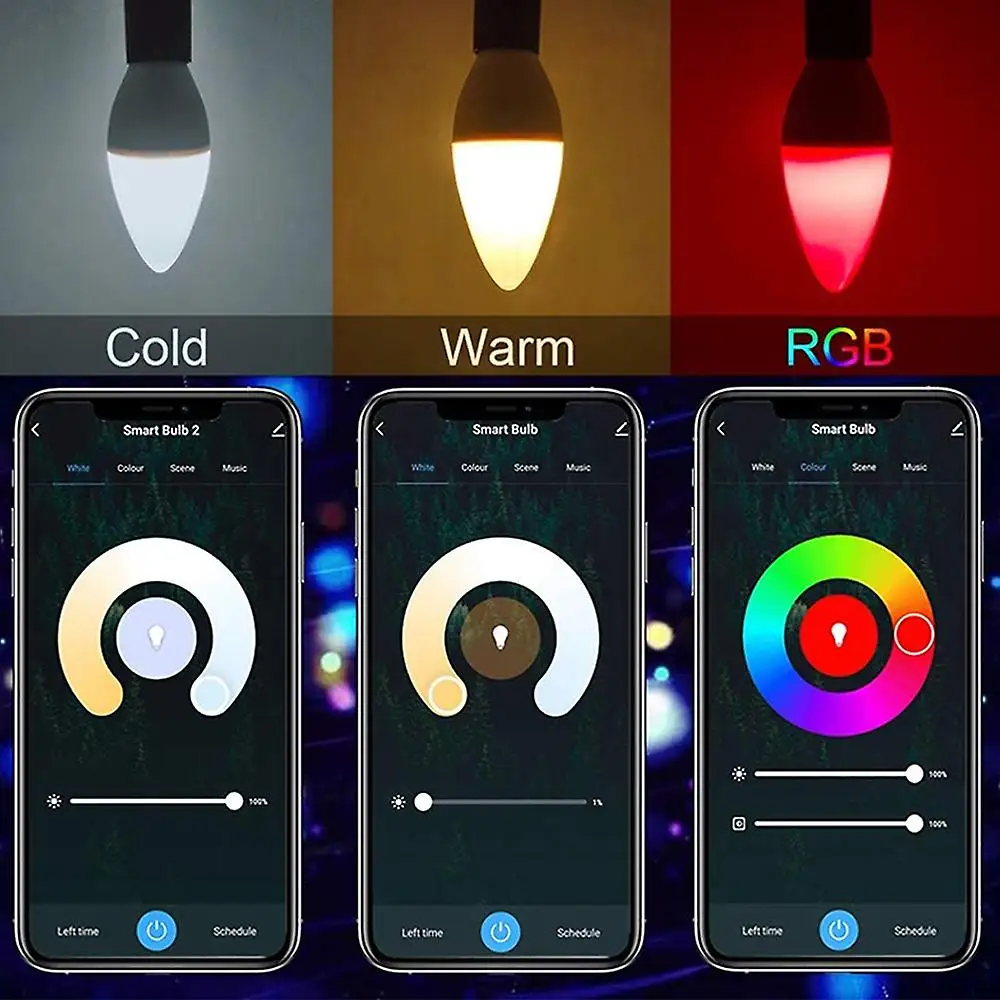 TUYA Bluetooth intelligent dimming RGB + CCT E14 LED bulb Smart Life APP control support 220-240V smart led light bulbs