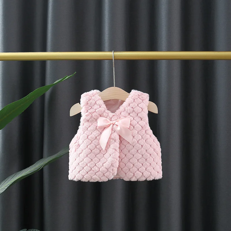 Baby Girl Plush Vest 0 To 3 Years Winter Korean Style Warm Kids Waistcoat