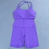 Solid Color Soft Gym Yoga Set Short Legging +Cross Back Sport Bra Tracksuit Women Gym Suit Comprehensive Training Jog Athletic 5