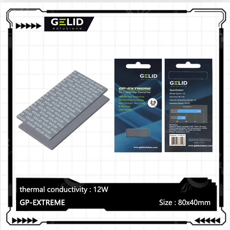 Thermal Pad GELID GP-EXTREME Thermal Pad12W CPU/GPU Graphics Card Motherboard high-performance Pad Heat Dissipation Silicone Pad Multi-Size