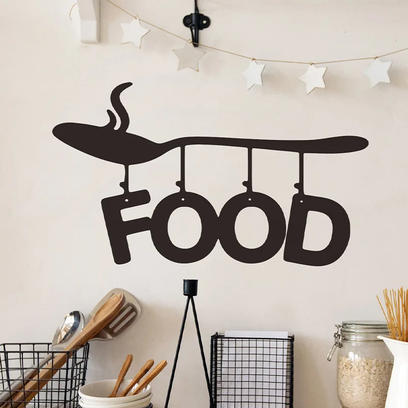 FOOD Spoon Silhouette Wall Sticker For Restaurant Kitchen Decoration Wallpaper Creative Pattern Home Decor Decals Self-adhesive