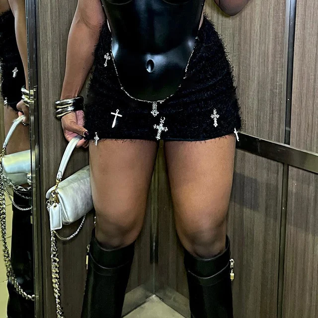 Saia de Pelúcia Estampada Cruzada da Moda