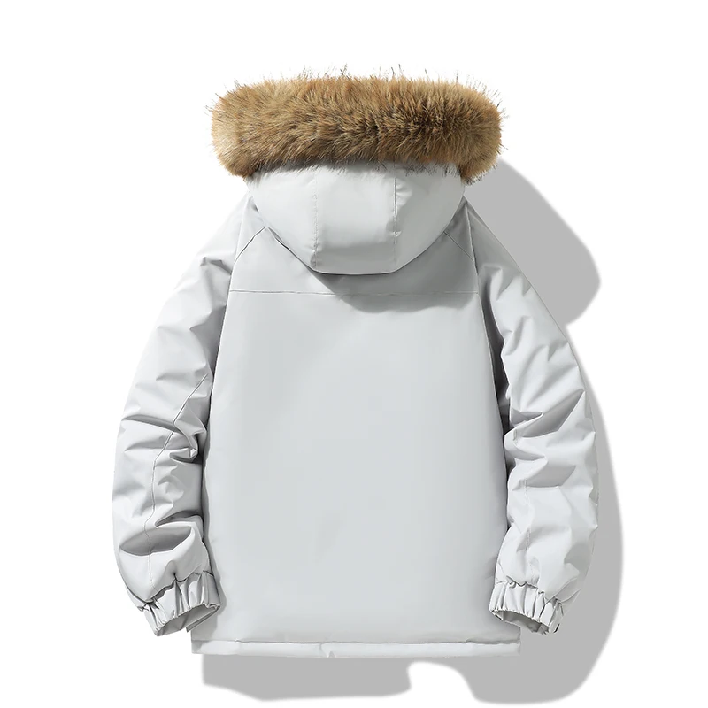 Winter Warm Parkas Men Women Streetwear Thick Jackets Coat Fashion Harajuku Hoody Fur Collar Coats Windproof Solid Color Parkas - 5