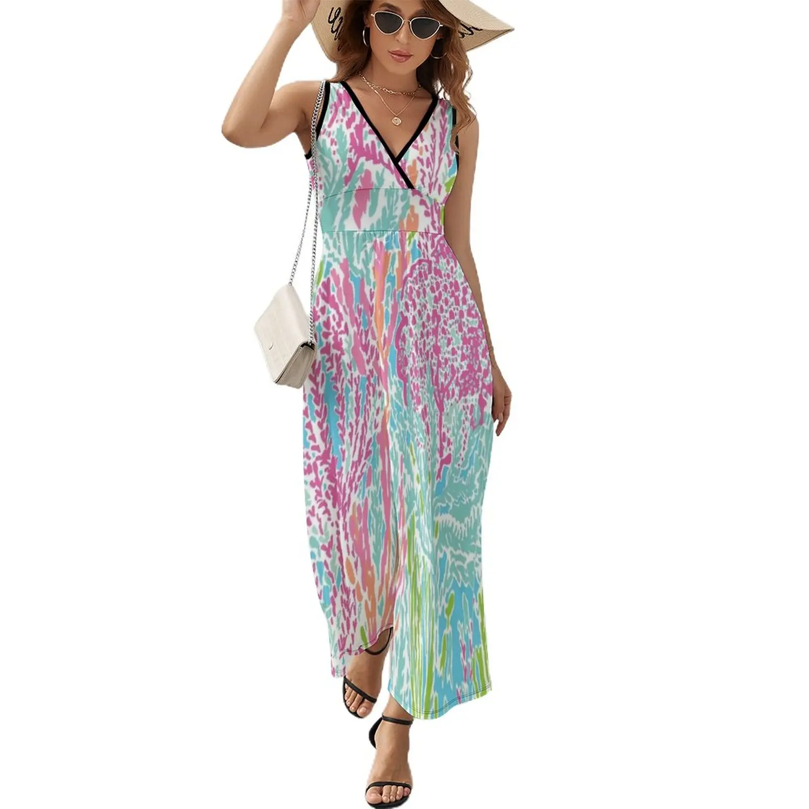 

Lilly Inspired Print Sleeveless Dress Women's summer long dress woman dress elegant party dresses for women 2023 bandage dress