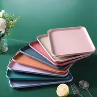 Plastic Wheat Straw Storage Tray Eco-friendly Large Capacity Rectangular Serving Tray Exquisite Fruit Salad Tray Hotel 1