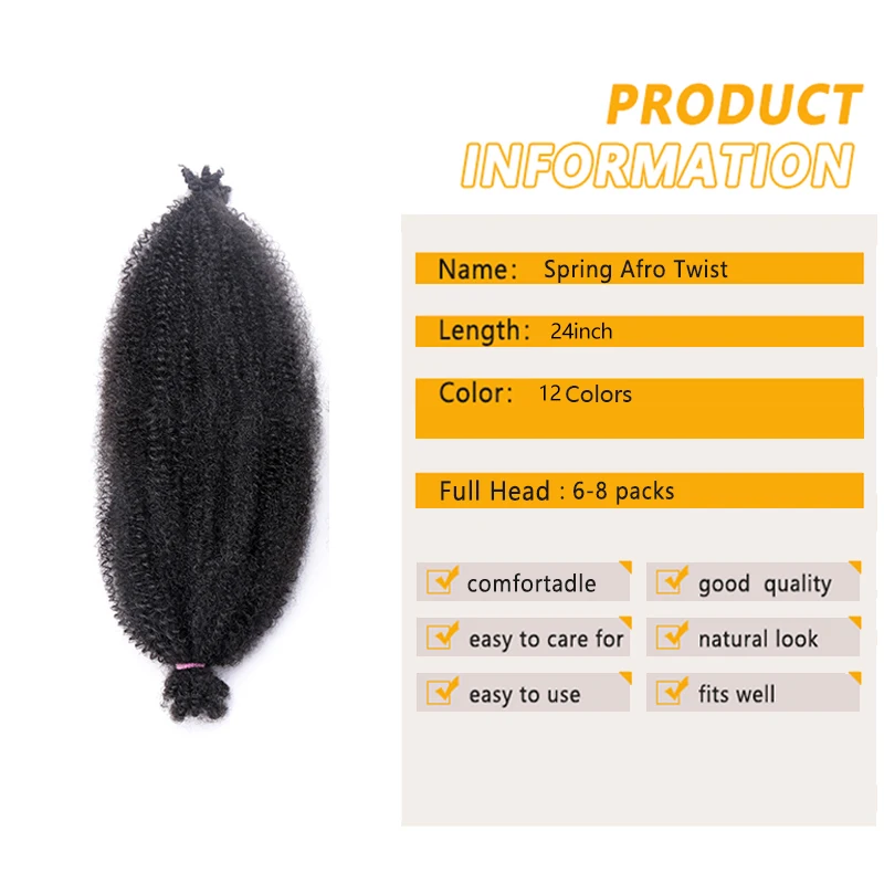 Afro Spring Twist Crochet Hair Pre-Separated Marley Braids Hair Extensions for Women synthetic Braids Afro Twist Braiding Hair 6