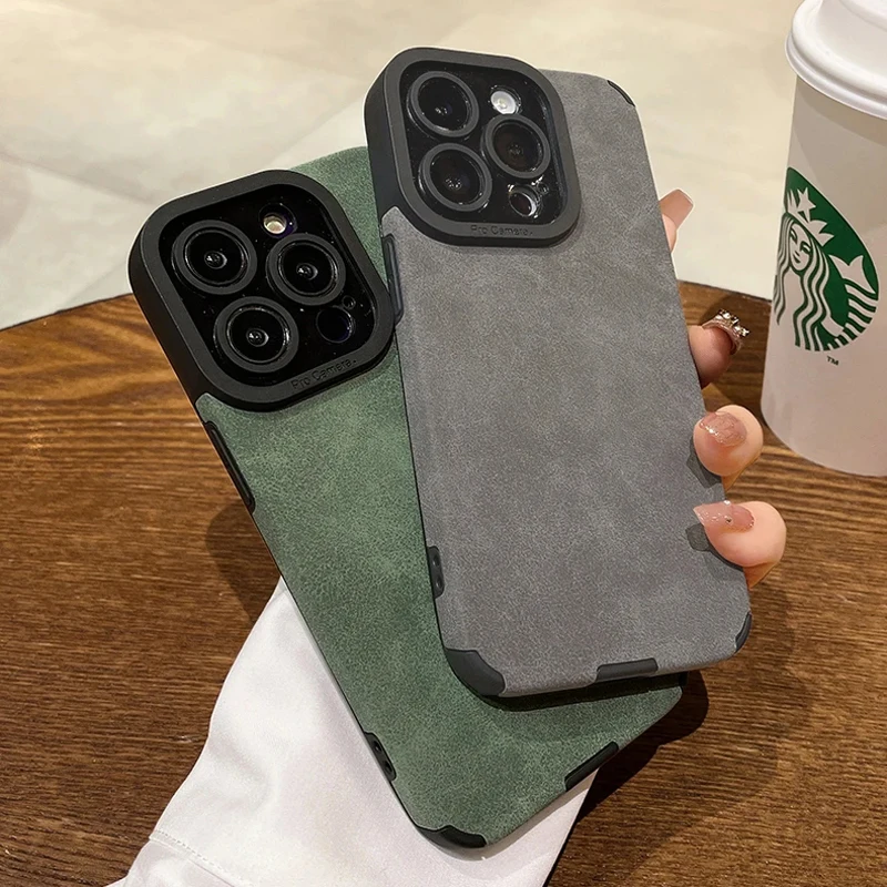 Sleek Matte Leather Silicone Shockproof Phone Case