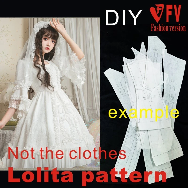 Vestido de media manga de princesa Lolita para mujer, con patrón de corte,  1:1, para hacer disfraces, dibujos, LOLI 8|Patrones de costura| - AliExpress