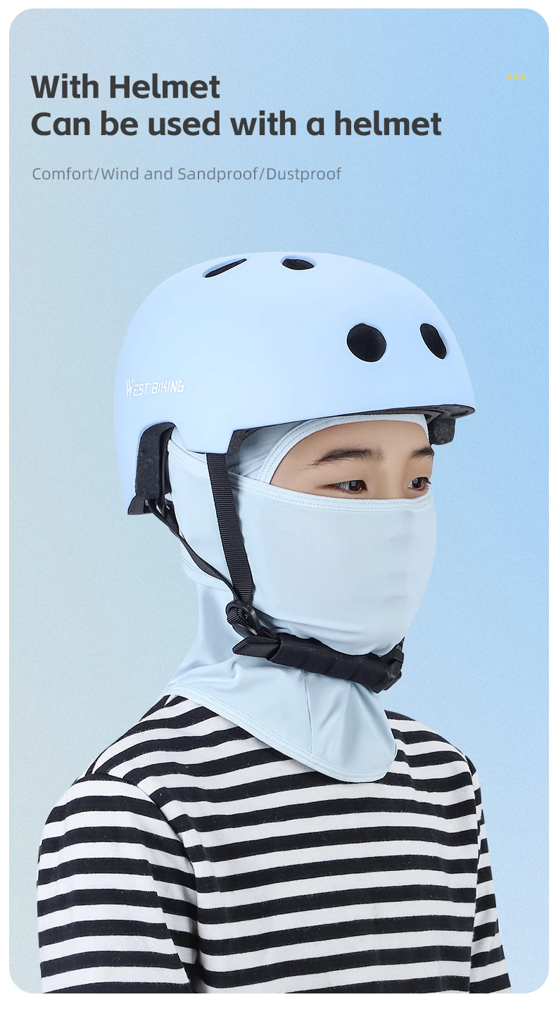  WEST BIKING Kinder-Gesichtsmaske aus Eisseide, UPF 50+, Sonnenschutz, schnell trocknend, atmungsaktiv, Sturmhaube, Kopfbedeckung für Kinder, Radfahren, Wandern – Detail 11