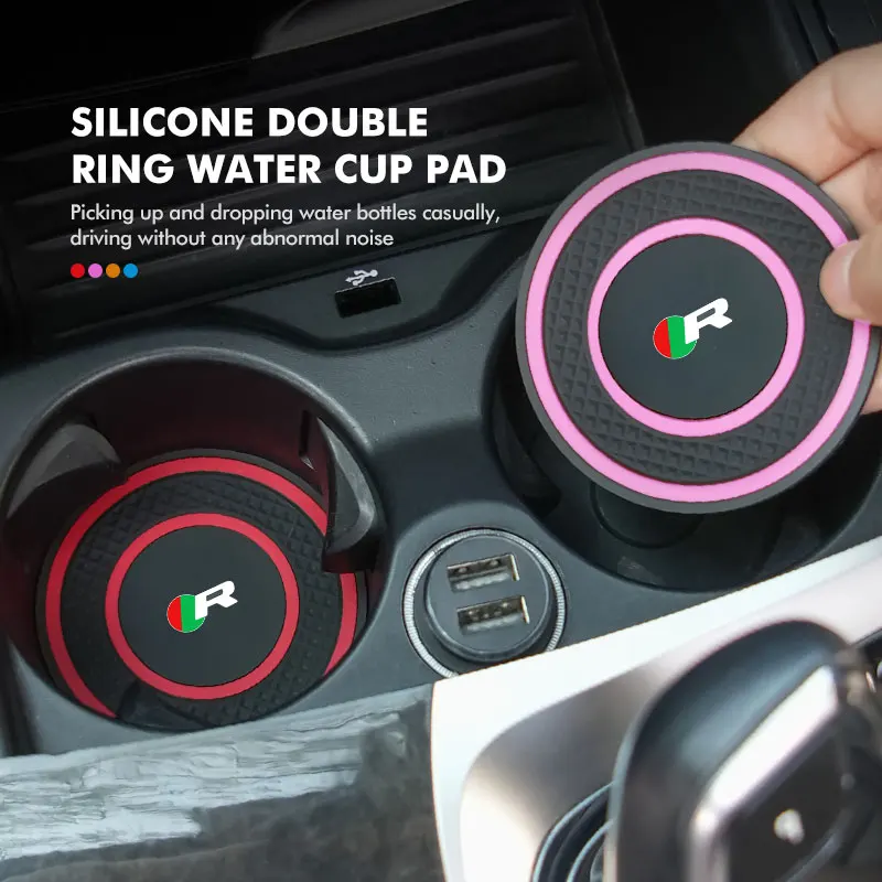 2pcs Silicone Car Cup Holder Anti Slip Insert Coasters Pads For Jaguar S-Type F-Type X-Type F-Pace I-Pace E-Pace XFR XKR 4