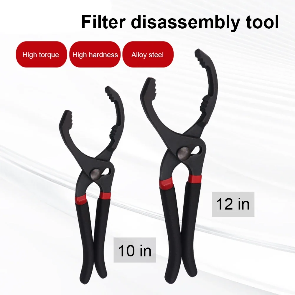 10/12 Inch Car Adjustable Oil Filter Wrench Oil Filter Pliers Clamp Type Wrench Oil Filter Remove Disassembly Tool for Truck Car