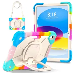 Durable Kids Tablet Cover with Silicone and PC Protection, 10.9-11 + Strap for iPad 10th Gen 10.9in (Colorful blue)