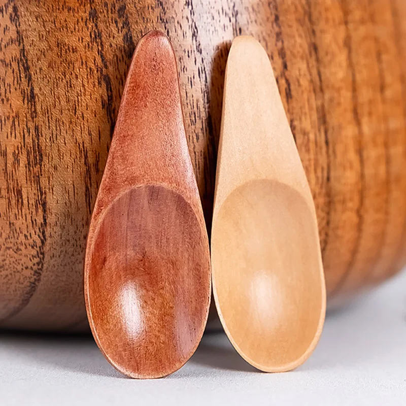 Wood Mini Creative Tea Spoon Short Handled Condiment Scoop Flatware Coffee Tea Small Sugar Spoon Coffee Kitchen Gadgets tea spoons