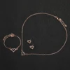 5pcs/set Fashion Women Leather Strap Quartz Watch and Love Heart Jewelry Set 4