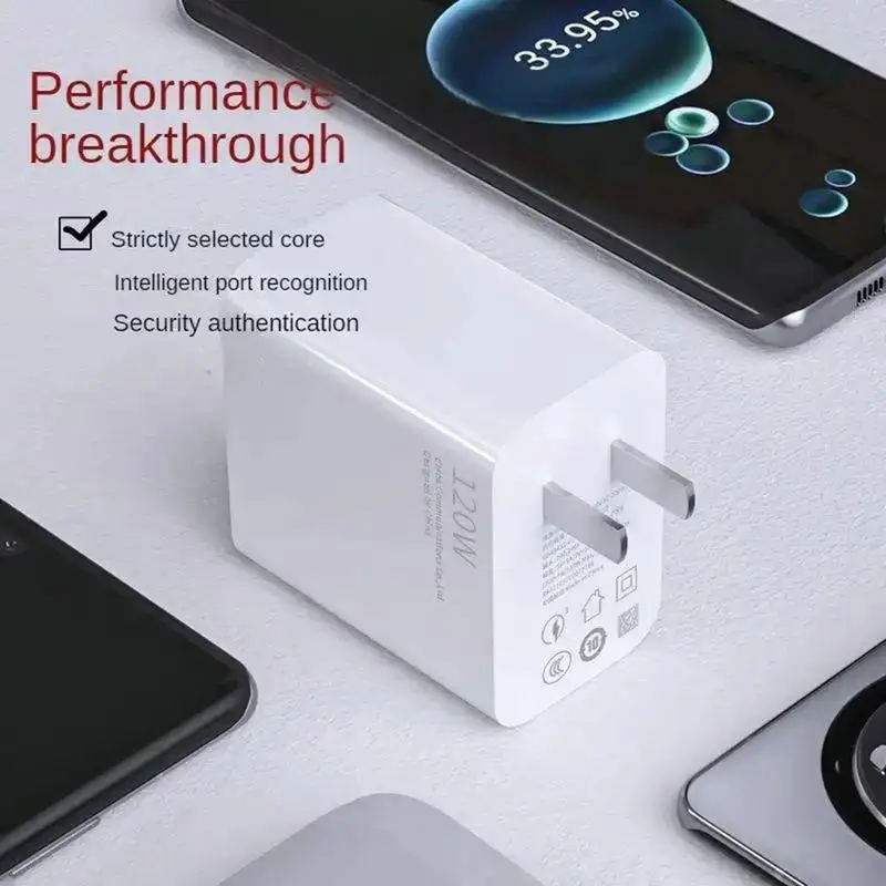 Fast Wall Charger 120W 6A Wall Charging Blocks For Tablet Computer With Fast Charging Cable Mobile Phone Accessories For