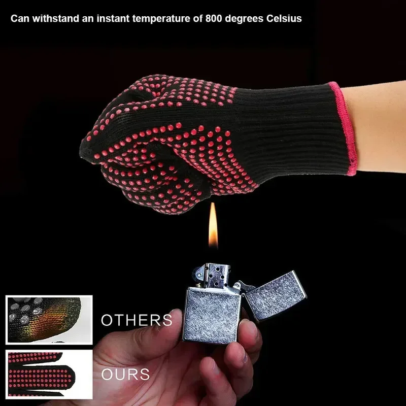 Non-Slip Silicone BBQ Gloves for Kitchen Grill Camping and Cookware Heat Resistant Oven Gloves Cut Resistant