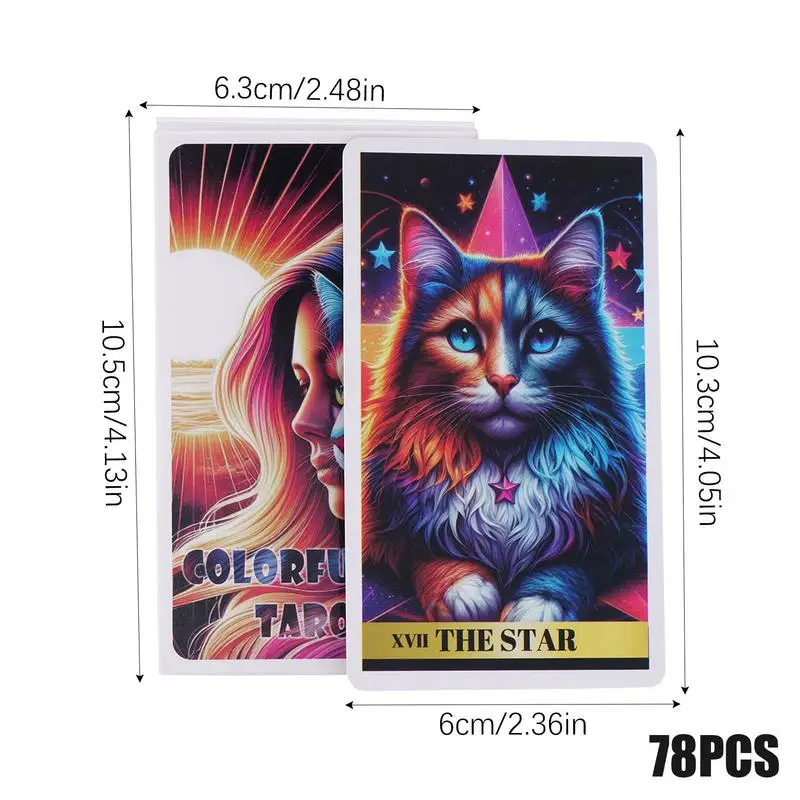 Colorful Cat Tarot English Paper Tarot 78 Sheets Tarot Deck Cat Theme Paper Cards Interaction Tarot Deck Game Divination Card 6