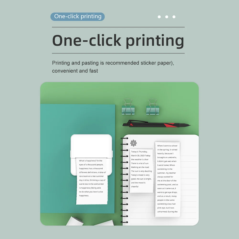 휴대용 열전사 프린터 200dpi 블루투스 호환 미니 프린터(USB 케이블 포함) 무선 Impresora 800mAh 종이 잉크리스 프린터