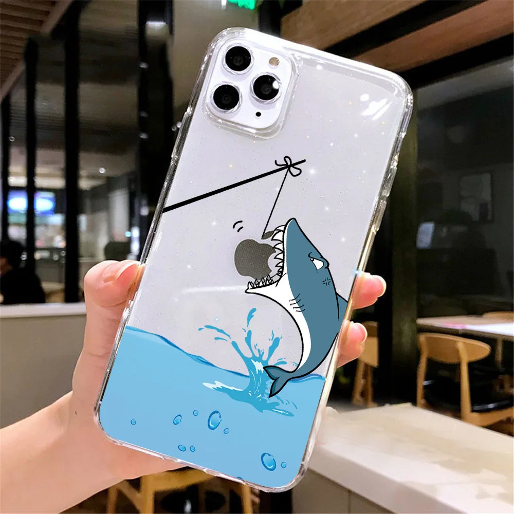Interactive Funny Mouse Shark Clear Soft Phone Case Cover