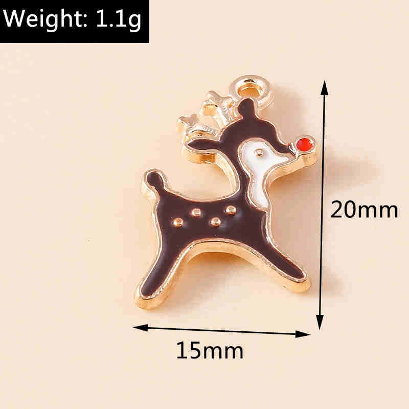 20 Stück Cartoon Tier Charms Emaille Weihnachten Hirsch Charms Anhänger für Schmuckherstellung Ohrringe Halsketten DIY Bastelzubehör – Detail 5