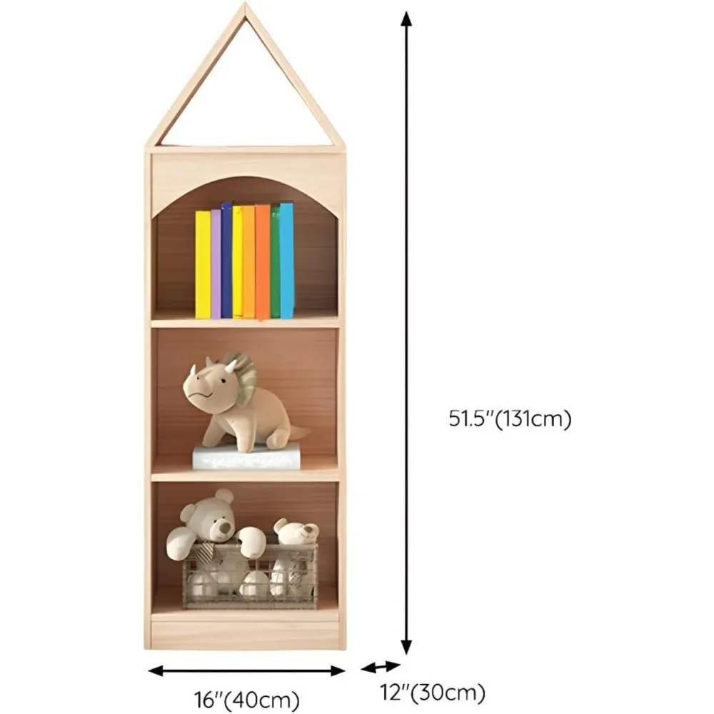 Independent children's bookshelf, children's solid wood storage cabinet, modern display rack-pine 79 "L x 12" W x 52 "H