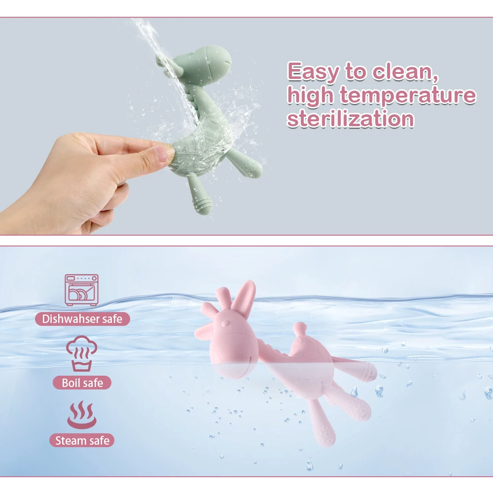 TYRY HU 1PC Baby Silicone Teether Baby Teeth Care Set Cute Deer shaped Silicone Teeth Protector Food grade Silicone 4