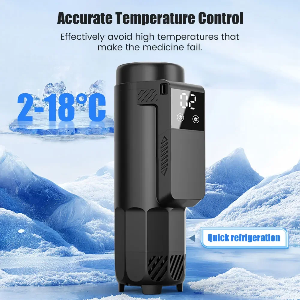 Custodia da viaggio per refrigeratore per insulina 2~18 ℃ Dispositivo di raffreddamento per diabetici per farmaci da viaggio con display della temperatura, organizer per medicinali refrigerato - immagine 2