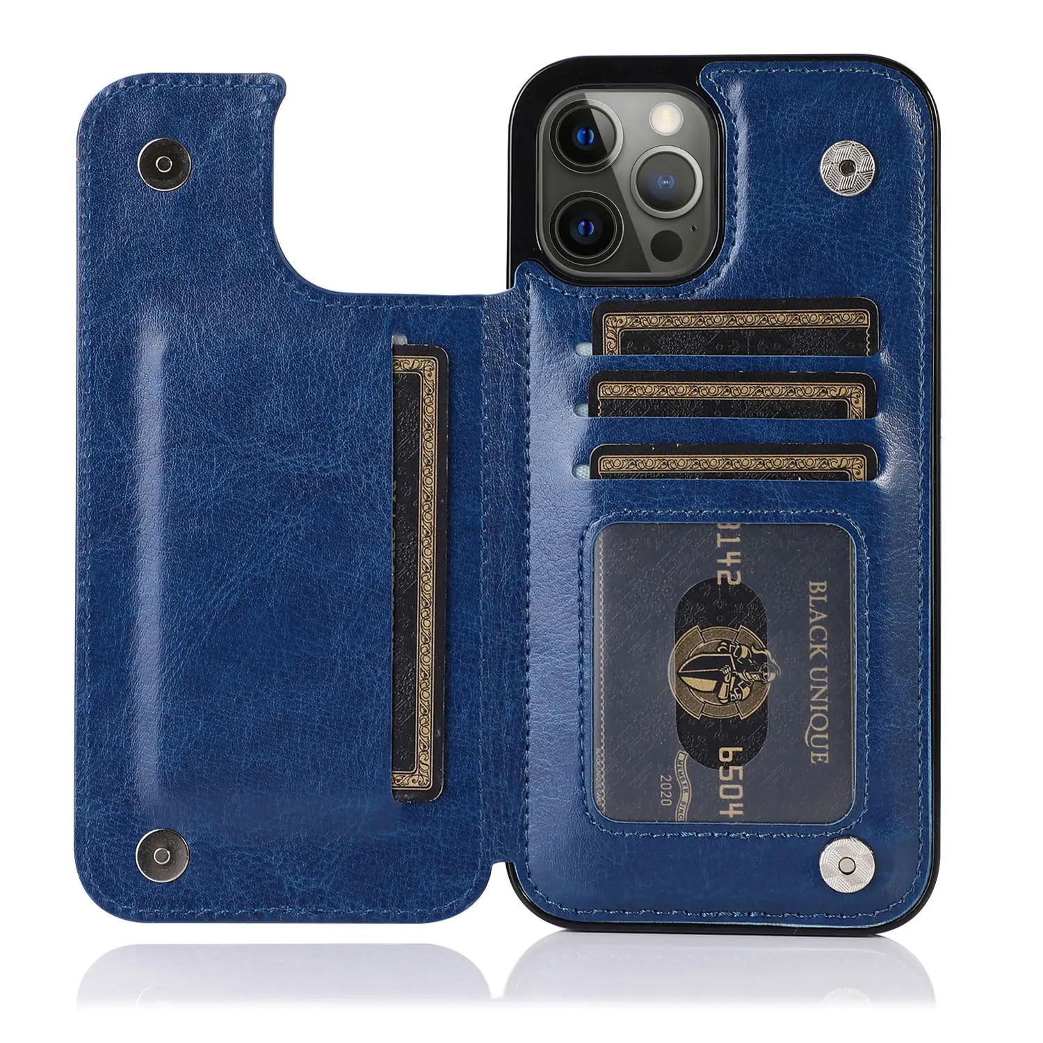 thumbnail image 1 of Luxury PU Leather Wallet Case For iPhone 15 14 13 12 11 Pro Max SE X XR XS Max 8 7 6 6S Plus Kickstand Card Holder Slots Cover, 1 of 5