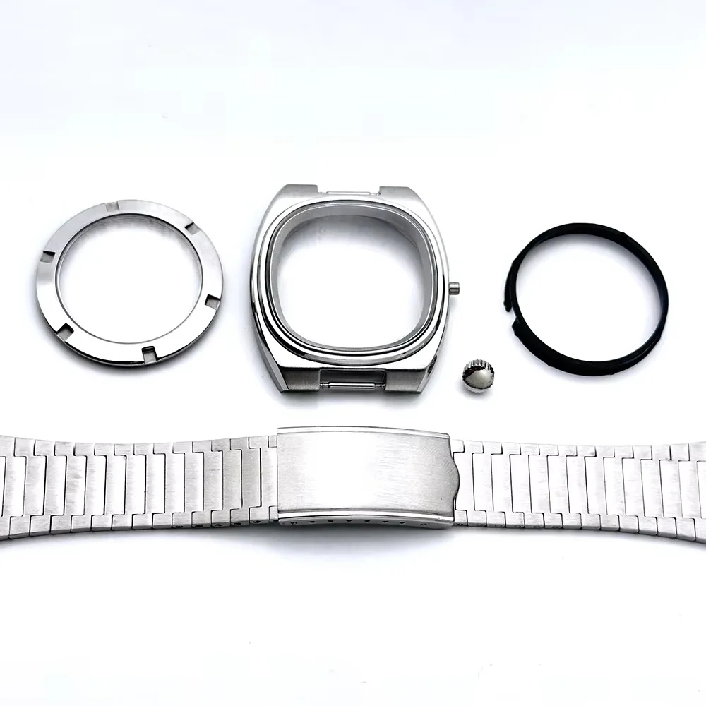 38mm TV형 시계 케이스 실버 토노 쿠션 빈티지 1970년대 노 로고 오메가 씨..