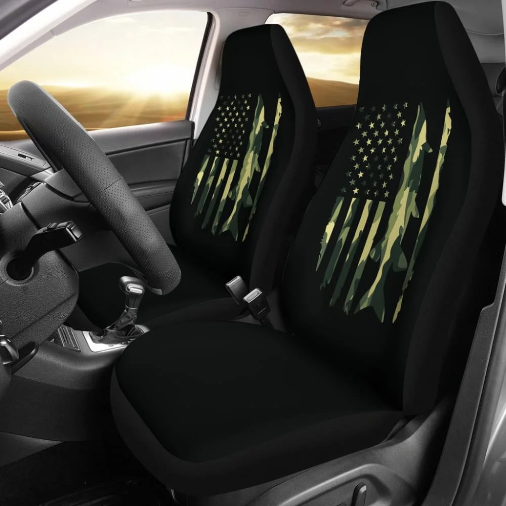 

Amazing Green American Flag Car Seat Covers,Pack of 2 Universal Front Seat Protective Cover
